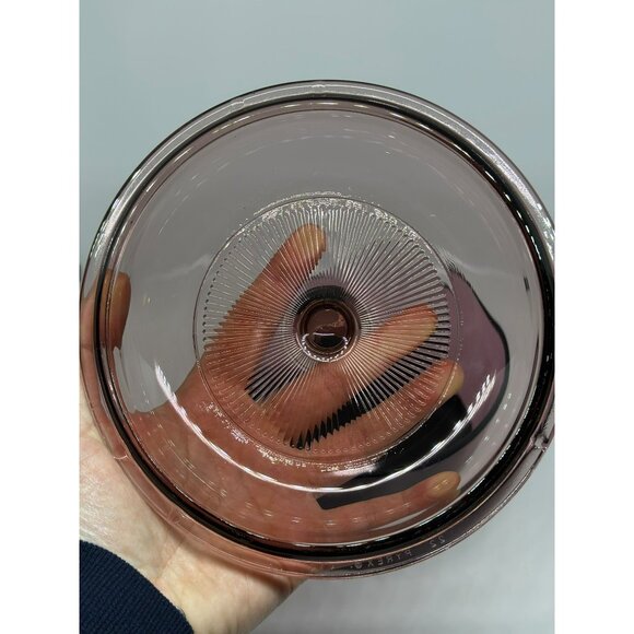 VTG Corning Visions Cranberry Pour Spout 1L Non Stick Teflon Sauce Pan with Lid - Picture 5 of 10